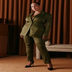 Houndstooth Fitted Slit-Hem Pant image number 0