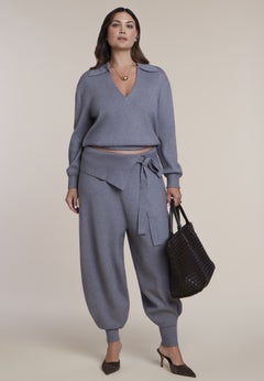 Foldover Waistband Barrel Sweater Pant