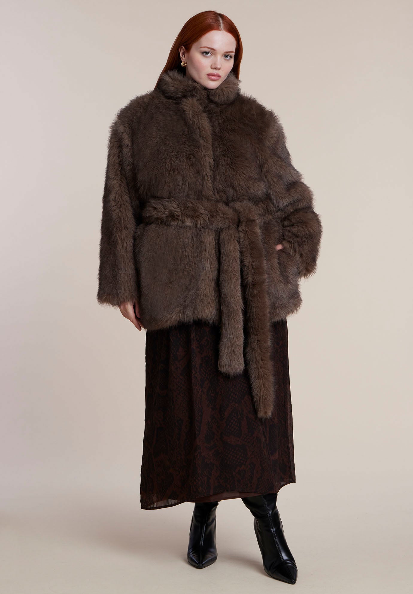 Belted Faux Fur Jacket image number 1