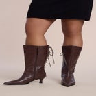 Embossed Faux Leather Lace-Up Bootie image number 0
