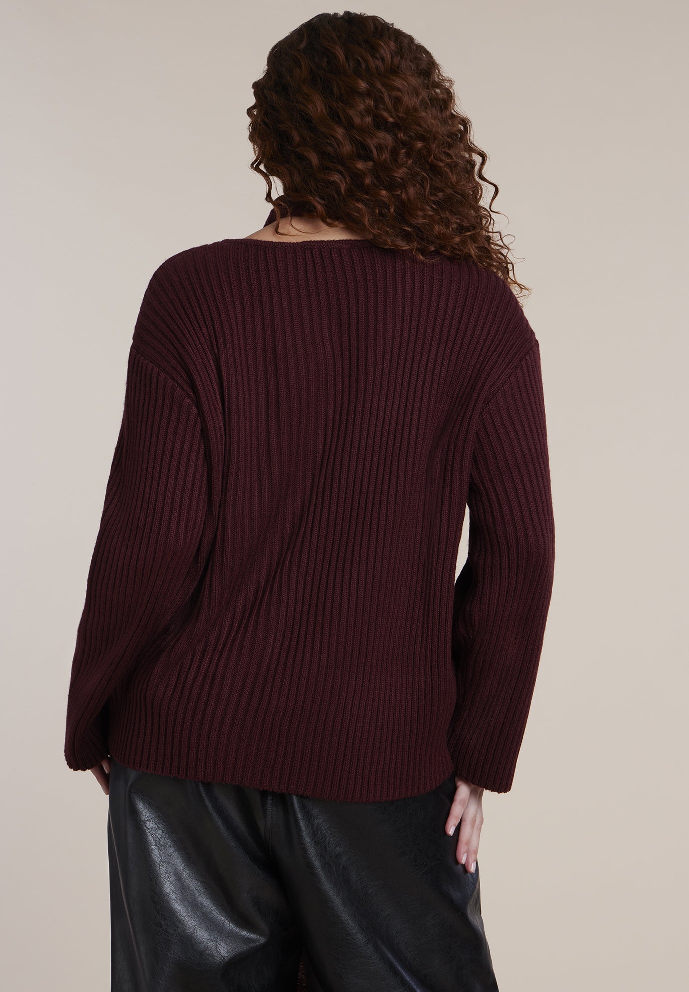 Brushed Scarf Neck Sweater image number 1