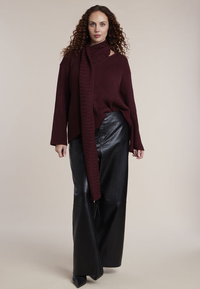 Brushed Scarf Neck Sweater image number 2