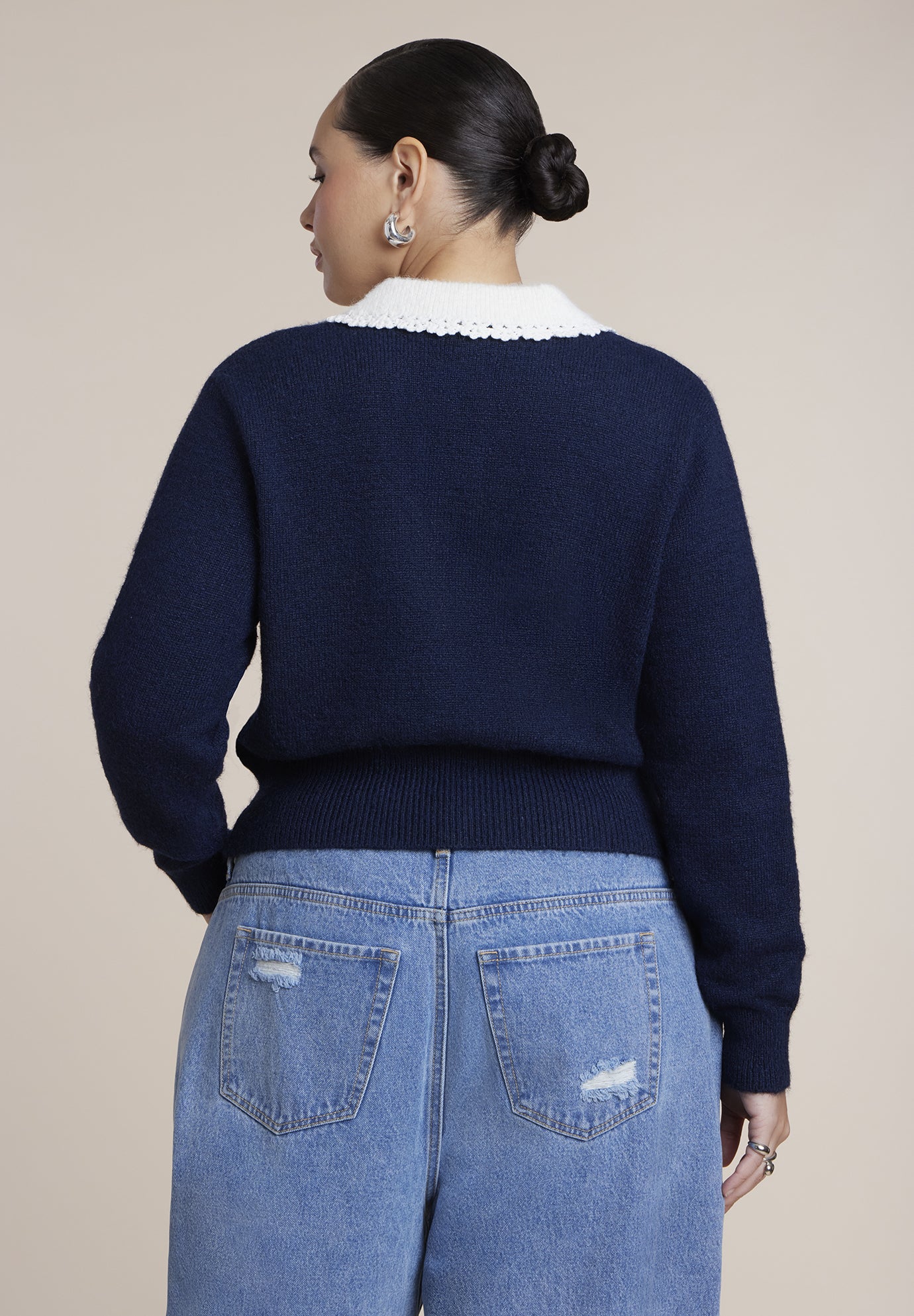 Pointelle Collar Cardigan image number 1