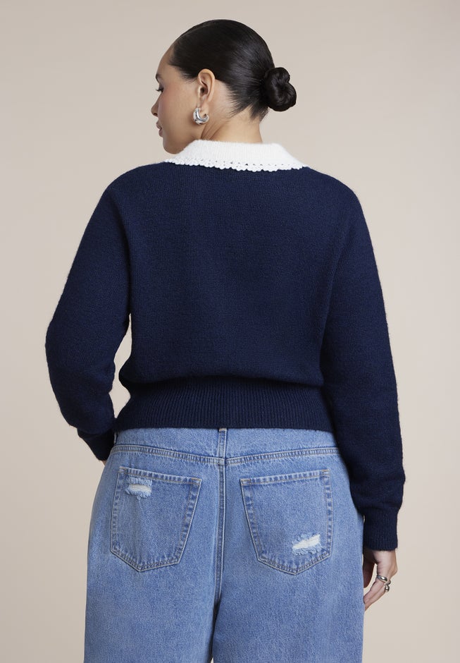 Pointelle Collar Cardigan image number 1