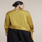 Draped Satin Waist-Tie Blouse image number 1