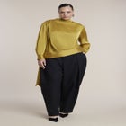 Draped Satin Waist-Tie Blouse image number 2