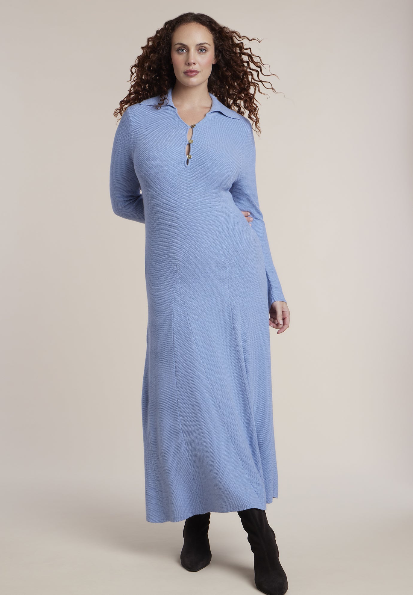 Stitch Detail Knit Midi Dress image number 0