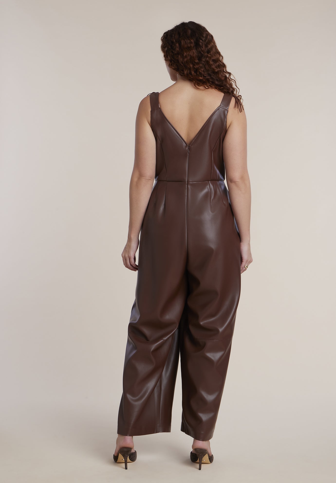 Fringe Detail Faux Leather Jumpsuit image number 1