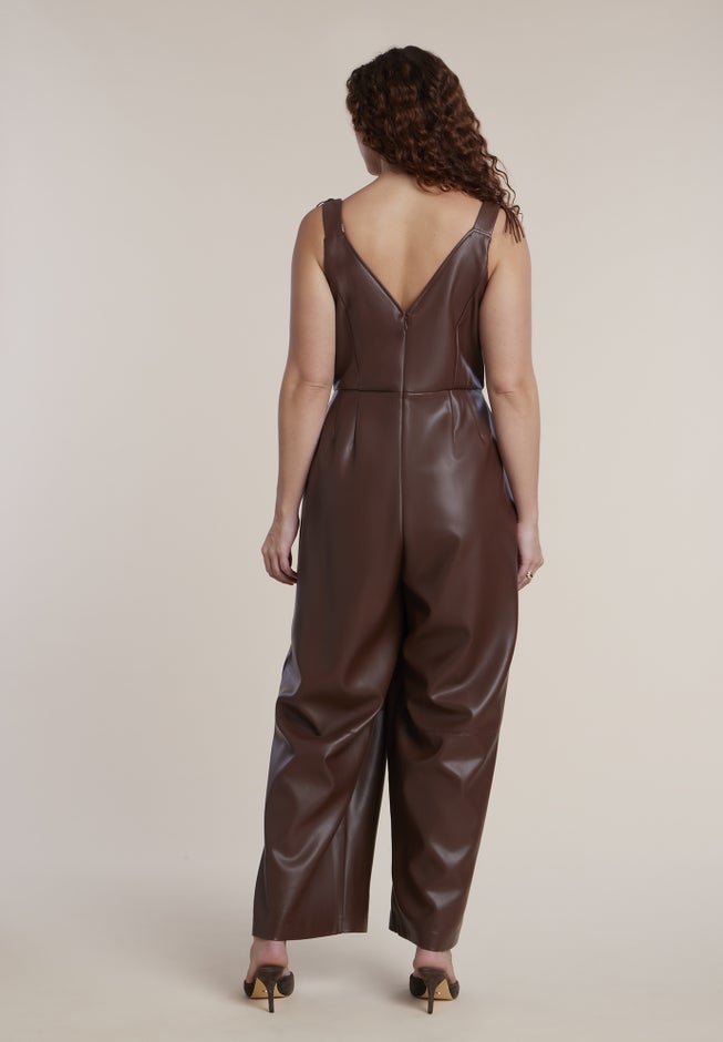 Fringe Detail Faux Leather Jumpsuit image number 1