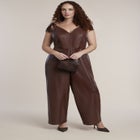 Fringe Detail Faux Leather Jumpsuit image number 0