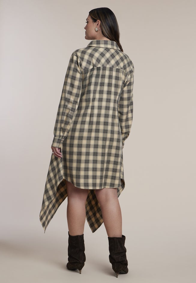 Plaid Flannel Mini Shirt Dress image number 1