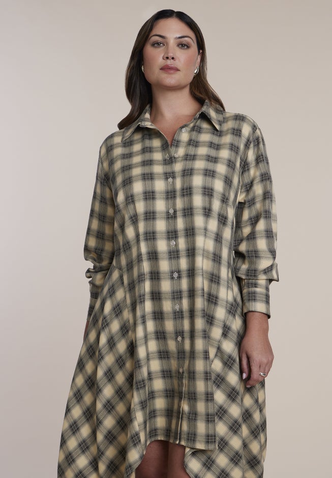 Plaid Flannel Mini Shirt Dress image number 2