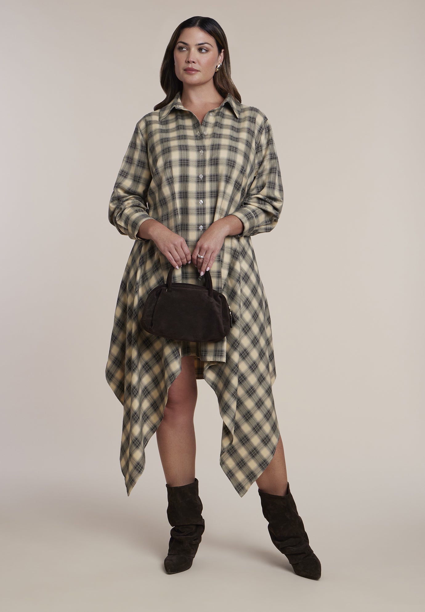 Plaid Flannel Mini Shirt Dress image number 0