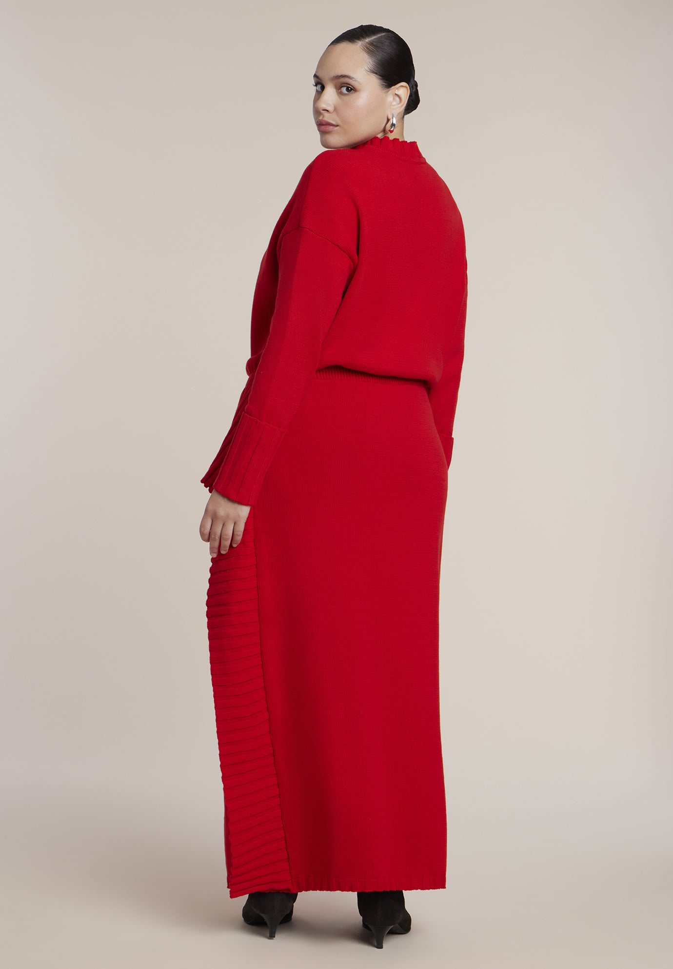 Foldover Skirt Sweater Midi Dress image number 1