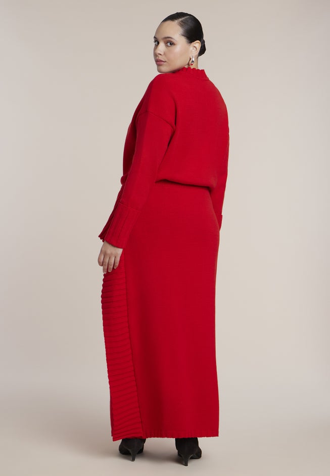 Foldover Skirt Sweater Midi Dress image number 1