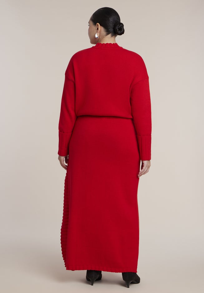 Foldover Skirt Sweater Midi Dress image number 2