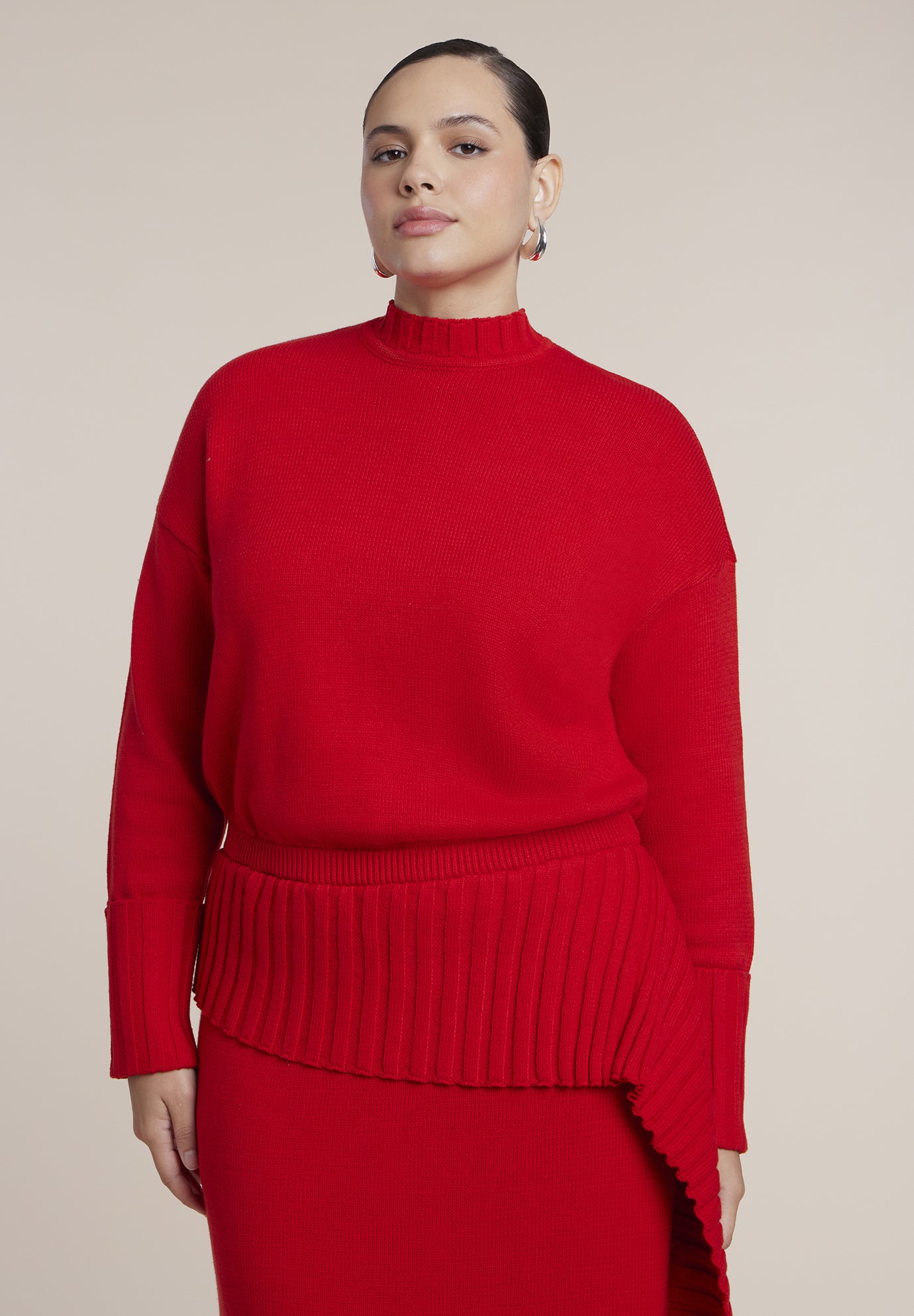 Foldover Skirt Sweater Midi Dress image number 3