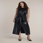 Waist-Tie Faux Leather Maxi Dress image number 0