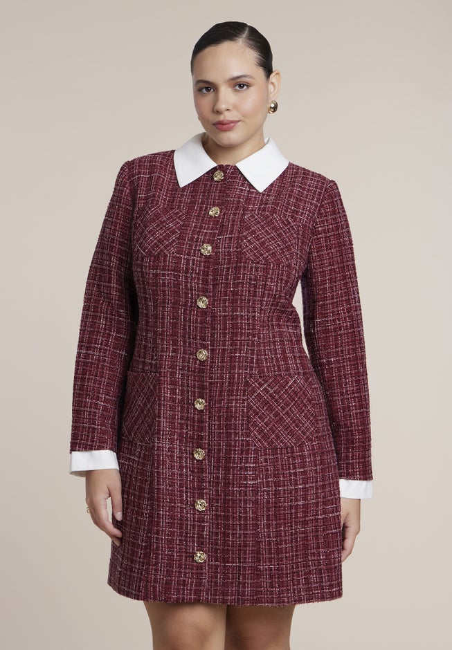 Tweed Twofer Mini Shirt Dress image number 2