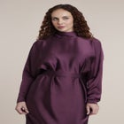 Dramatic Draped Satin Midi Dress image number 2