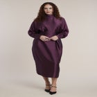 Dramatic Draped Satin Midi Dress image number 0