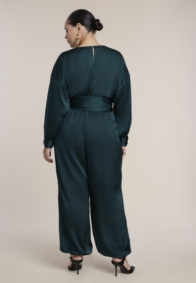 Satin Belted Balloon Jumpsuit image number 1