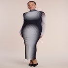 Printed Stretch Mesh Maxi Dress image number 1