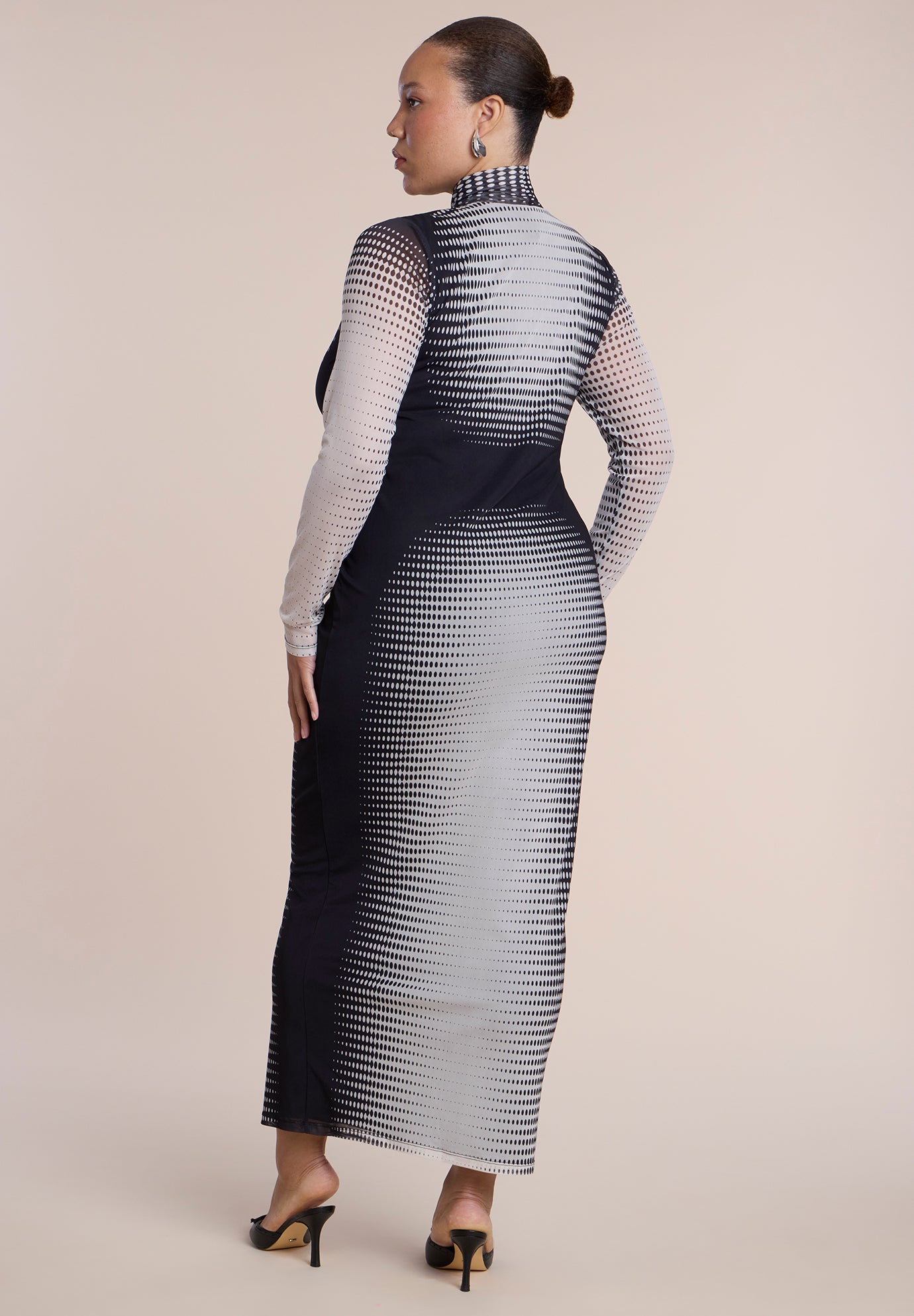 Printed Stretch Mesh Maxi Dress image number 2