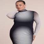 Printed Stretch Mesh Maxi Dress image number 3