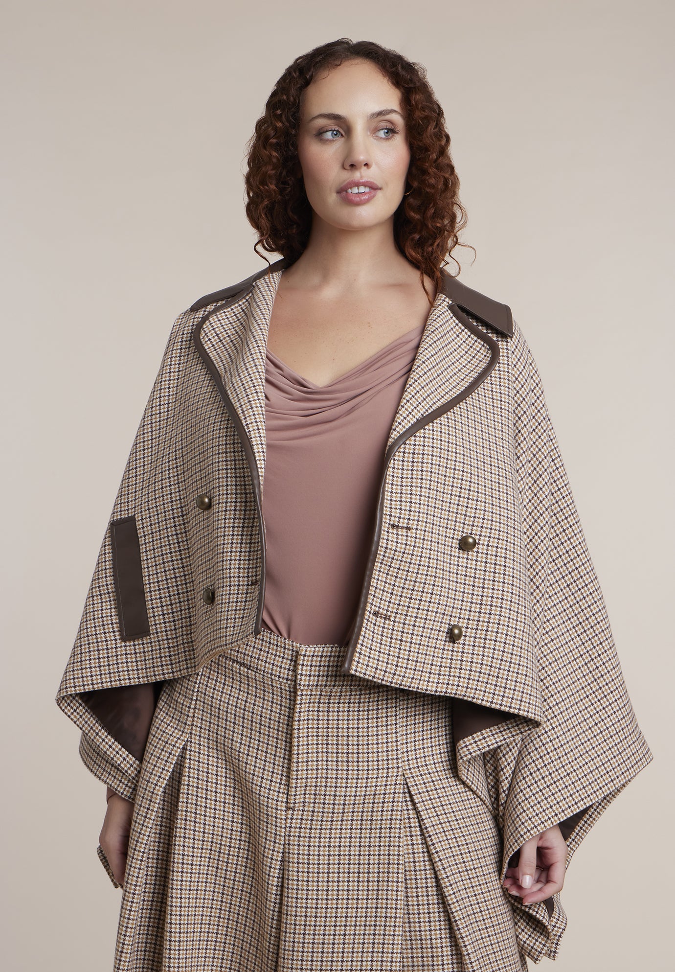 Houndstooth Cape Jacket image number 0