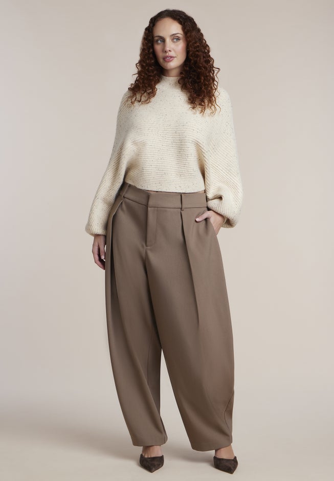 Oversized Mock Neck Batwing Sweater image number 2