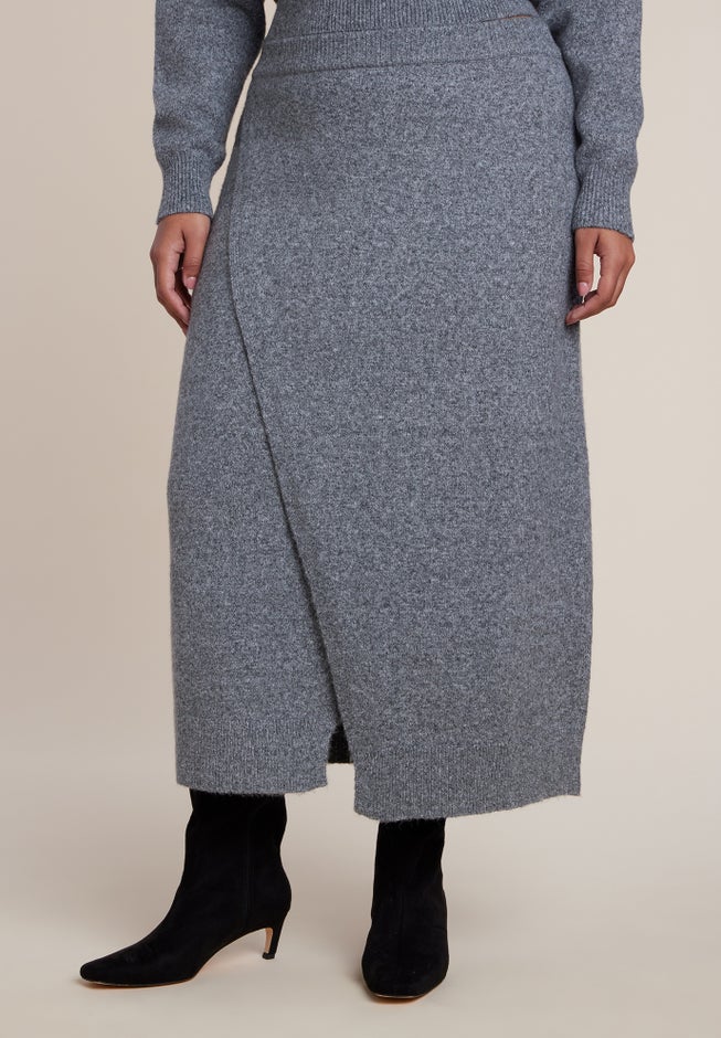 Sweater Wrap Midi Skirt image number 1