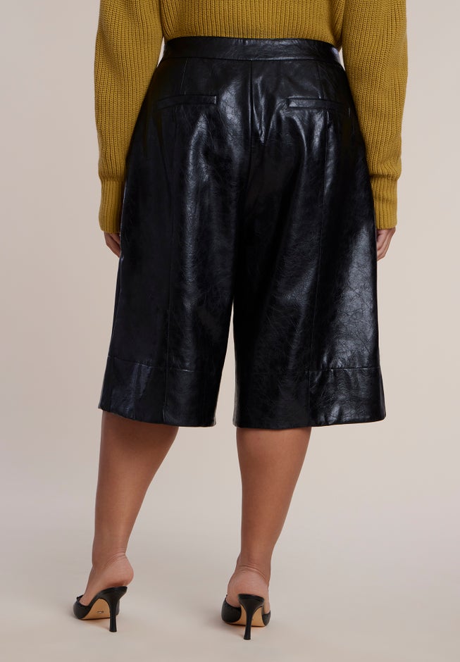 Textured Faux Leather Culotte image number 3