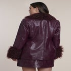 Faux Fur-Trim Faux Leather Jacket image number 1