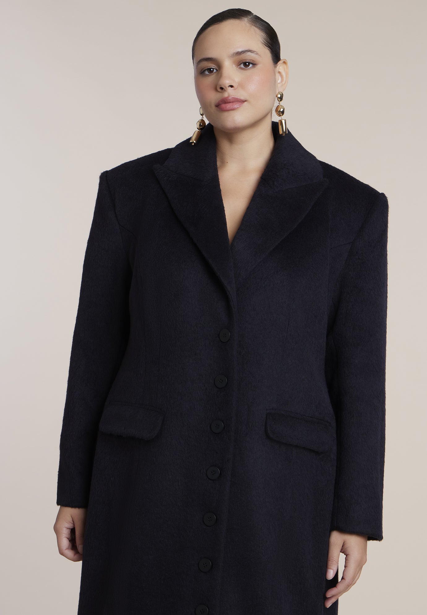 Wool-Blend Hourglass Long Coat image number 2