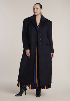Wool-Blend Hourglass Long Coat