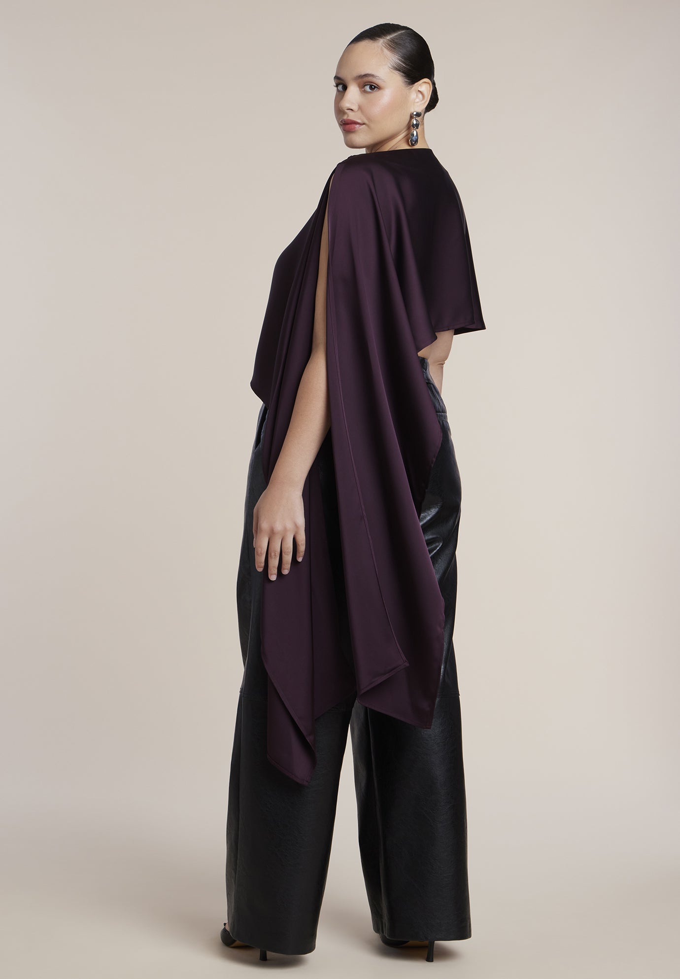 Cropped Satin Cape Top image number 1