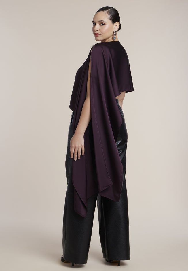 Cropped Satin Cape Top image number 1