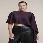 Cropped Satin Cape Top image number 2