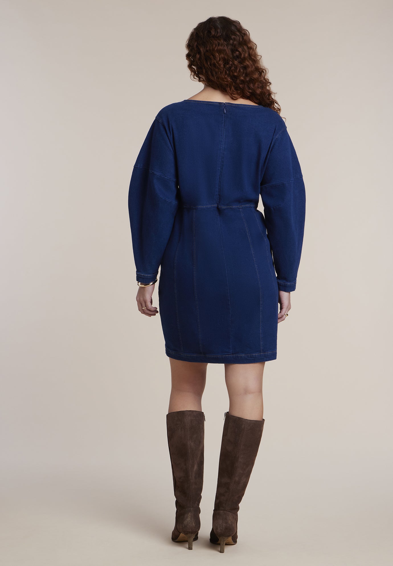 Seamed Denim Mini Dress image number 2