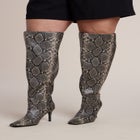 Embossed Faux Leather Knee-High Boot image number 1