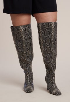 Embossed Faux Leather Knee-High Boot