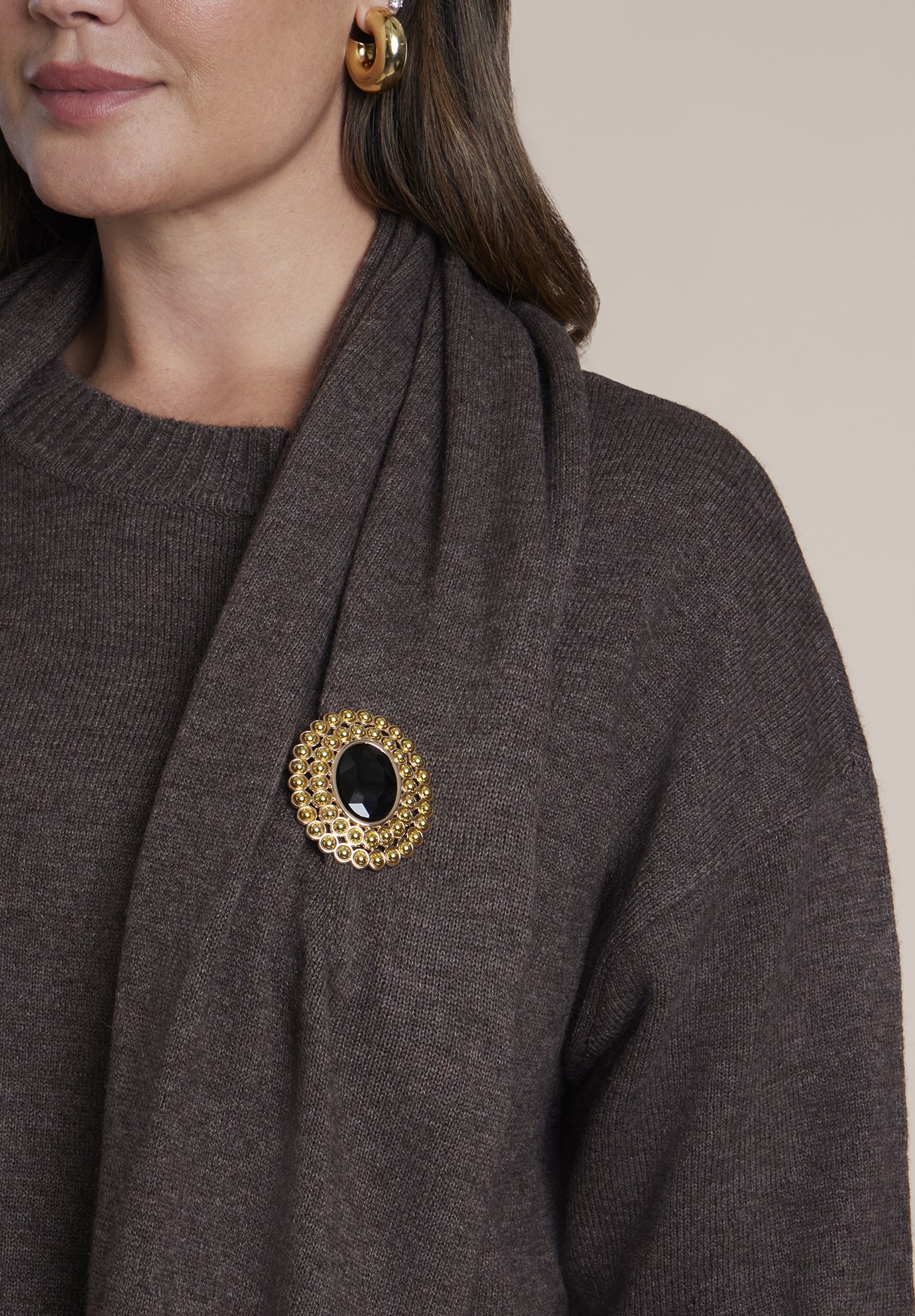 Brooch Detail Scarf Sweater image number 3