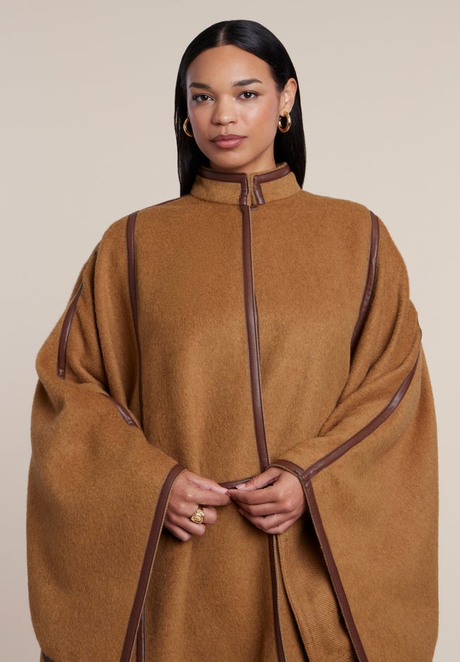 Funnel Neck Cape Coat image number 3