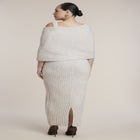 Brooch Detail Cape Sweater Midi Dress image number 1