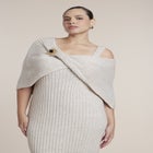 Brooch Detail Cape Sweater Midi Dress image number 2