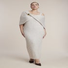 Brooch Detail Cape Sweater Midi Dress image number 0