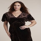 Crushed Velvet Strong Shoulder Maxi Dress image number 3