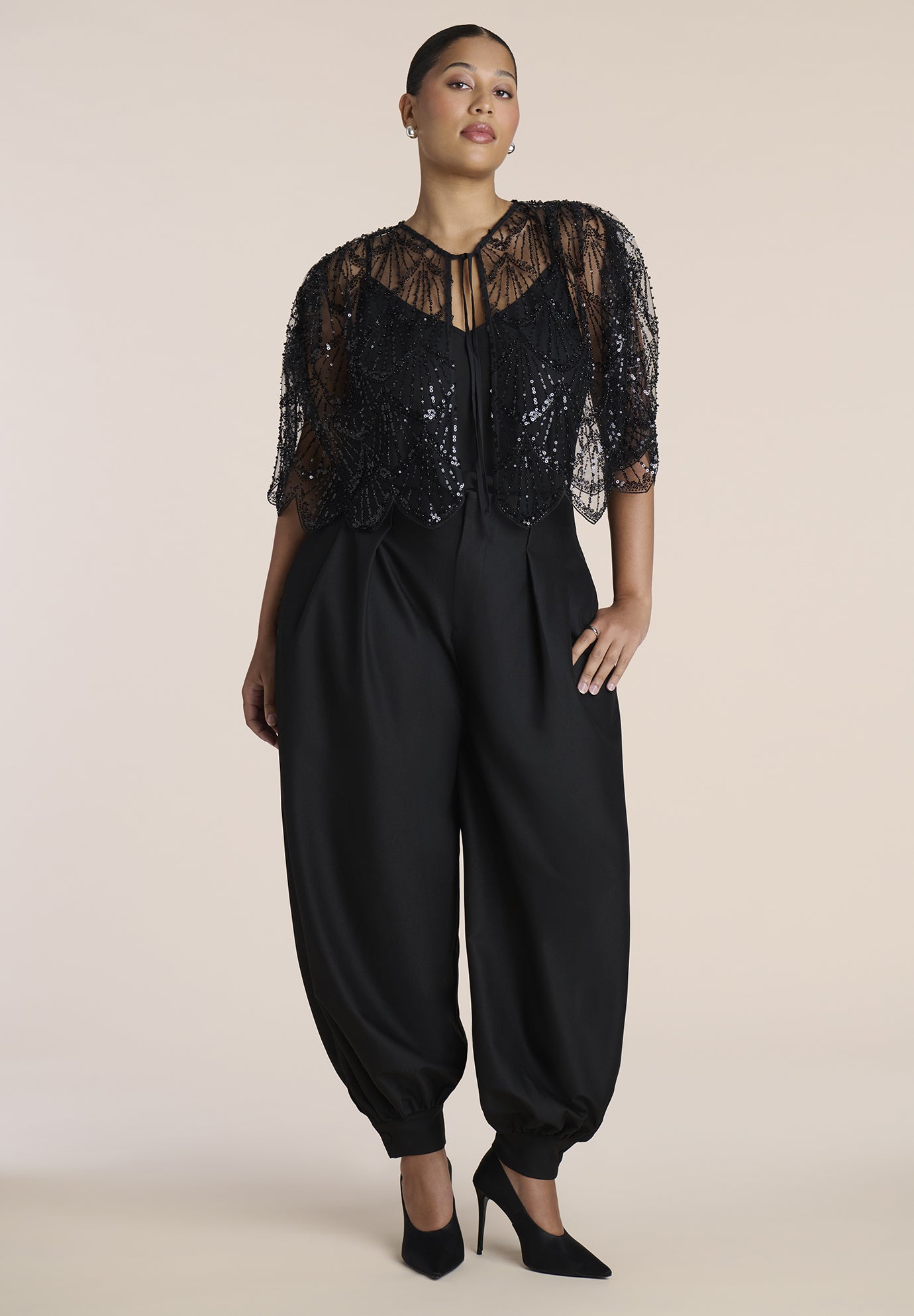 Embellished Sheer Capelet image number 2