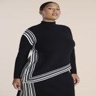 Stripe-Detail Asymmetric Turtleneck Sweater image number 0
